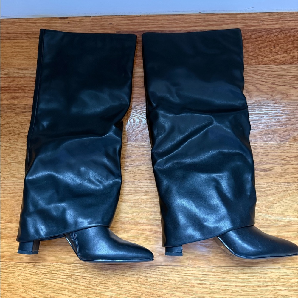 Black Women's Slouchy Knee-High Boots